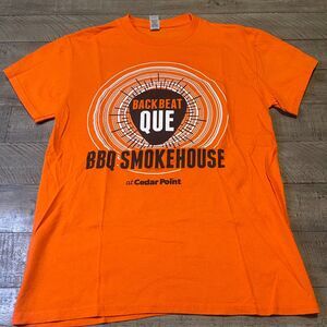 Cedar Point Back Beat Que Restaurant Rare Worker Shirt Size S Rock & Roll BBQ